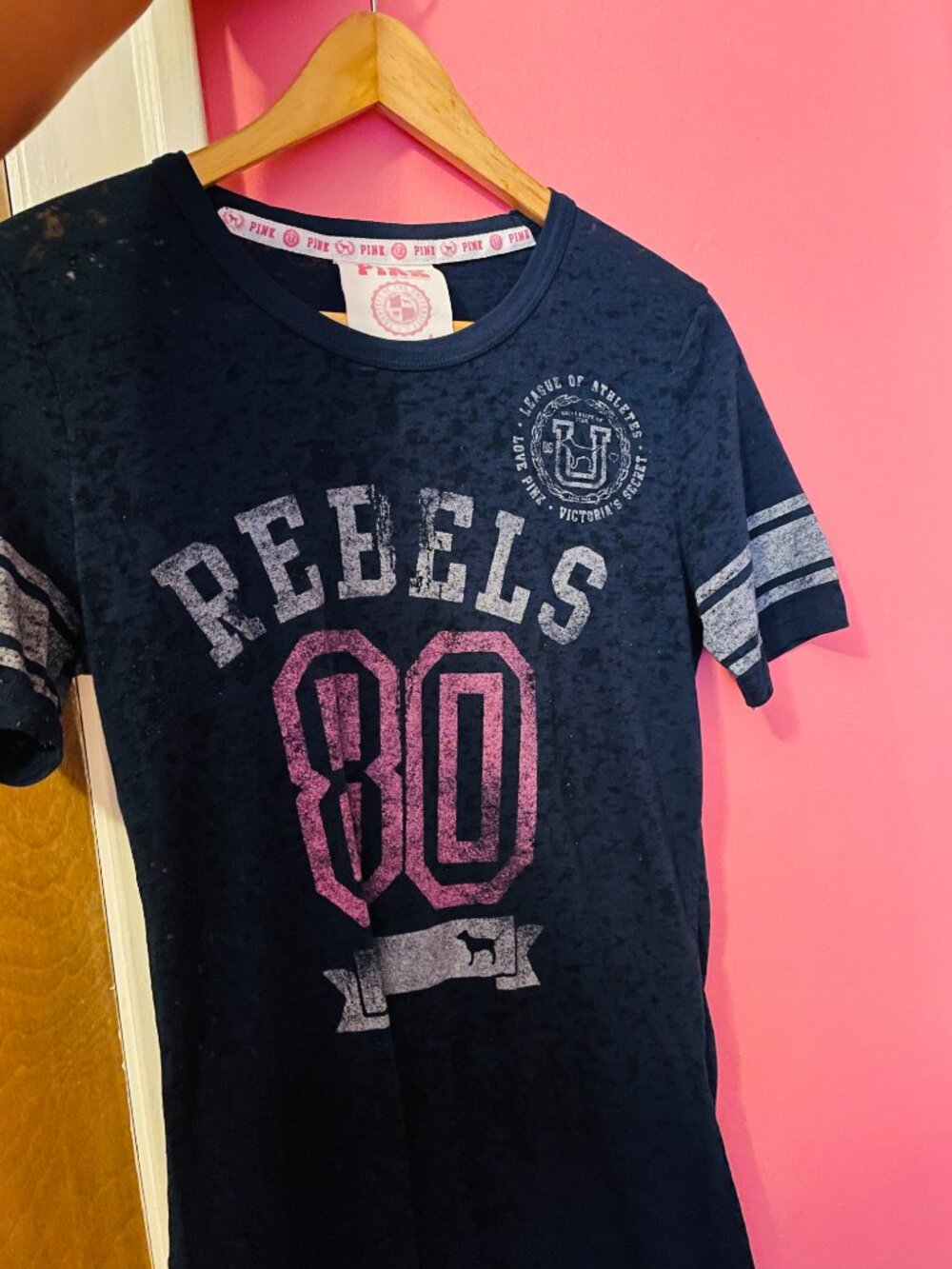 2000s VS Victoria's Secret PINK Grunge Sheer Layering Tee Top Sz M - Y2K T-Shirt